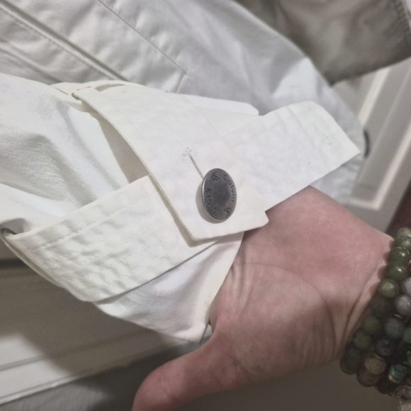 Vintage Calvin Klein White Double-Breasted Trench Coat Fits Xl-2xl No Size Tag - Picture 6 of 7